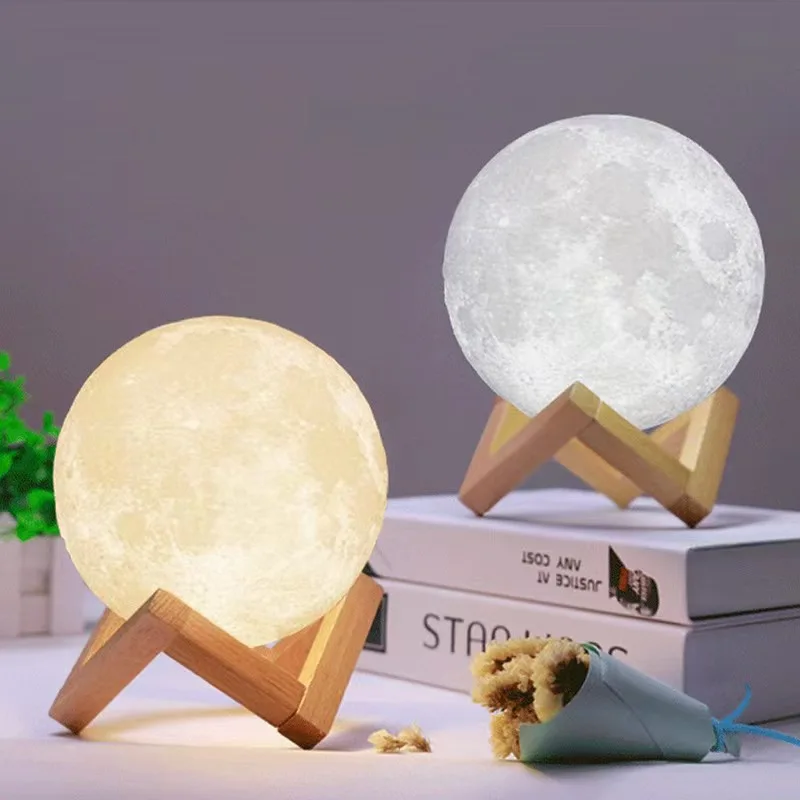 Hot 3D Moon Night Light Creative Bedside Atmosphere with Plastic Stand