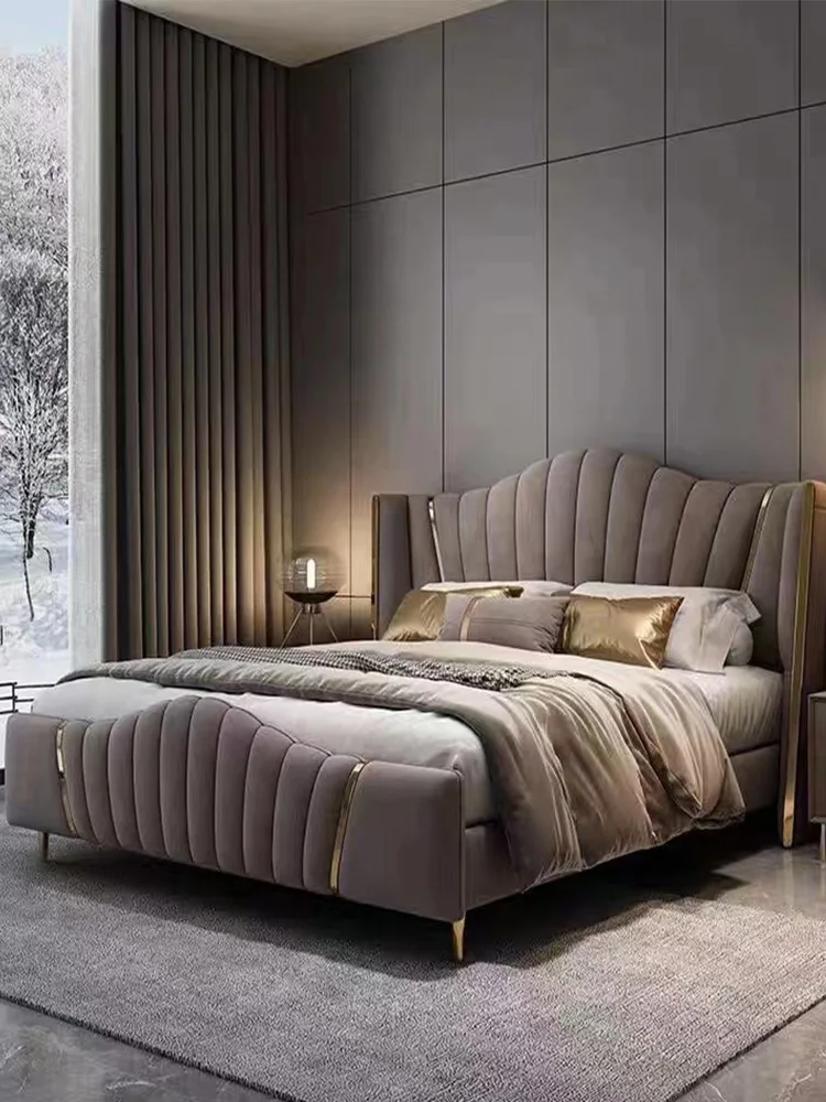 

Italian light luxury modern simple double master bedroom 1.8m net red soft bag high-end elegant wedding bed