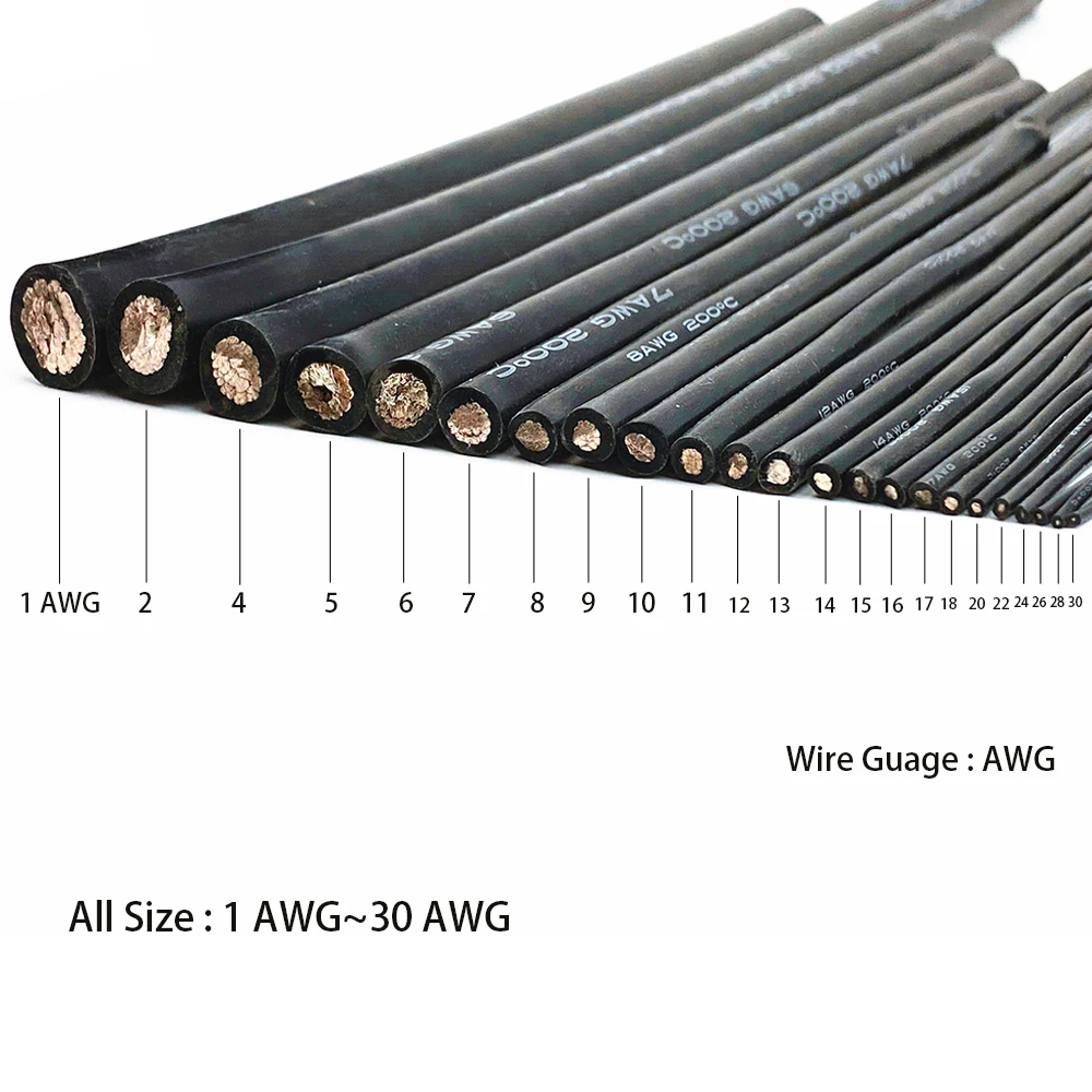 실리콘 와이어 전기 케이블, 매우 부드러운 자동 배터리 시작, 블랙 레드 컬러, 8awg 6awg 4awg 2awg 1awg 8 6 4 2 1 awg 25mm 35mm 50mm
