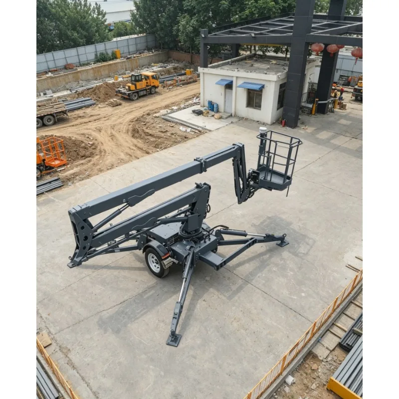 Heavy Duty Towable Articulated Boom Lift 18m 20m 230kg Hydraulic Spider Lift Trailer Mounted Aerial Work Platform360° Outriggers