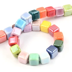 Fashion Colors 6mm/8mm/10mm Square Beads Ceramic Beads DIY 2.0mm Hole Beads Handmade Porcelain Beads For Jewelry Making