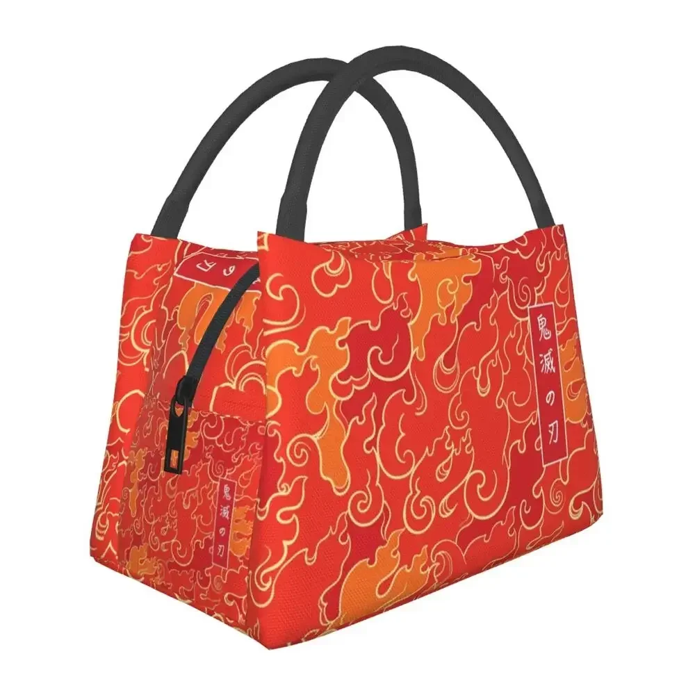 Flame Hashira Insulated Lunch Bags for Women Kyojuro Kimetsu No Yaiba Cooler Thermal Bento Box Kids Office