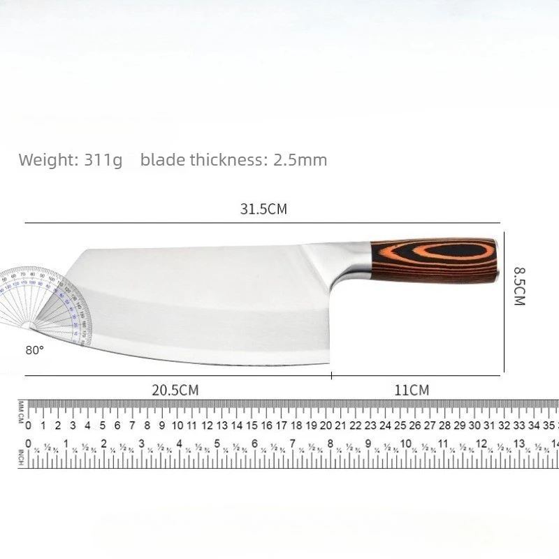 7.8-inch 4Cr13mov Blade Kitchen Knife Stainless Steel Chef Slicing Knife Utility Sharp Blade Cleaver Color Wood Handle