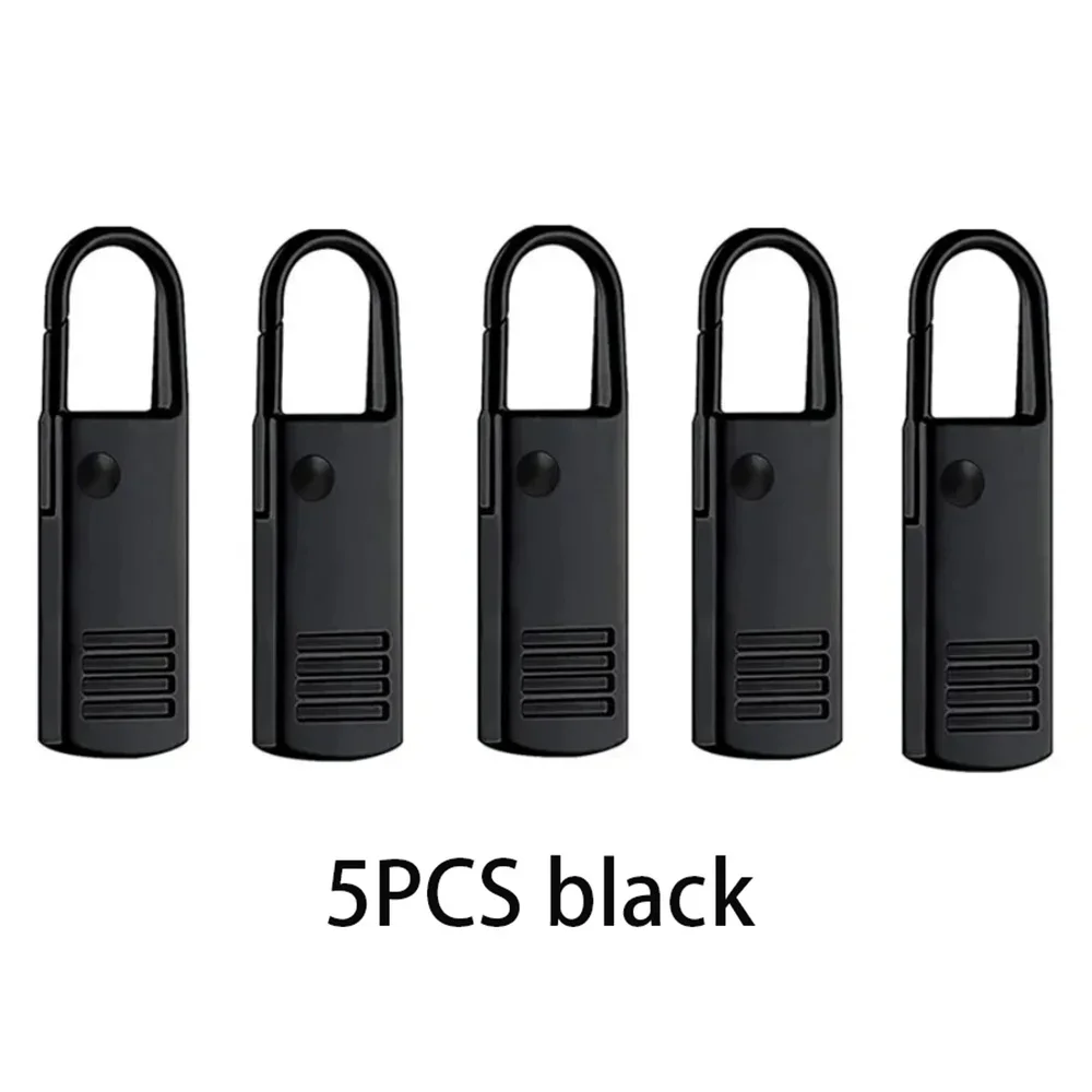 5pcs Black Detachable Zipper Pull, Replacement Zipper Accs for Jeans & Backpack, Sewing Tools