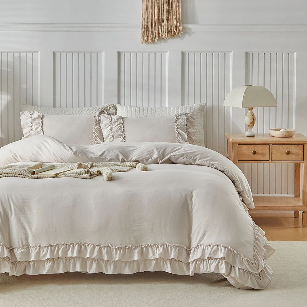 Duvet Cover Bedding Set Twin Full Queen King Size 135x200 Nordic Quilt Cover 240x220 Double Single Ruffle Lace Bed Linen 200x200