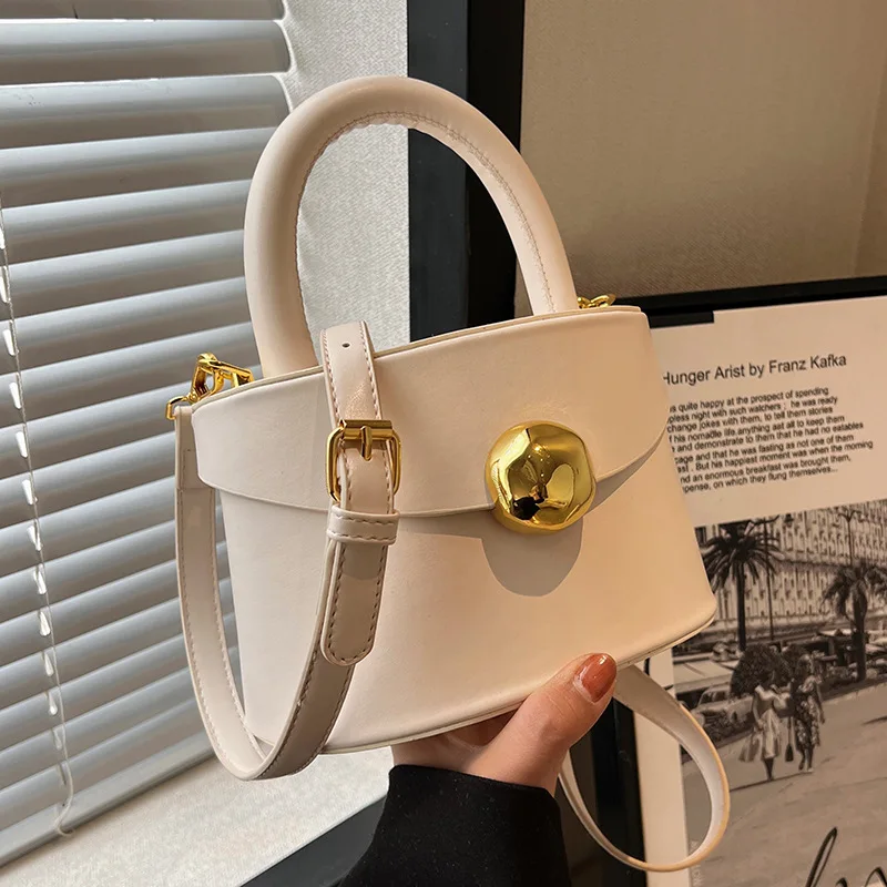 Shoulder Bag PU Leather Texture Bags for Women Small Mini Bucket Bag Summer Trend All-match 2023 New Crossbody Bag Solid Color