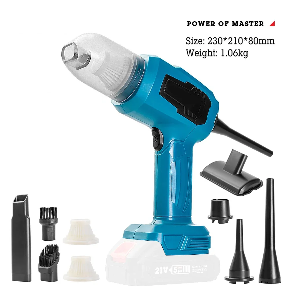 120W Electric Mini Brushed Cordless Vacuum with 6000rpm Multifunction for Home DIY, Compatible with Makita 18V Battery Pin