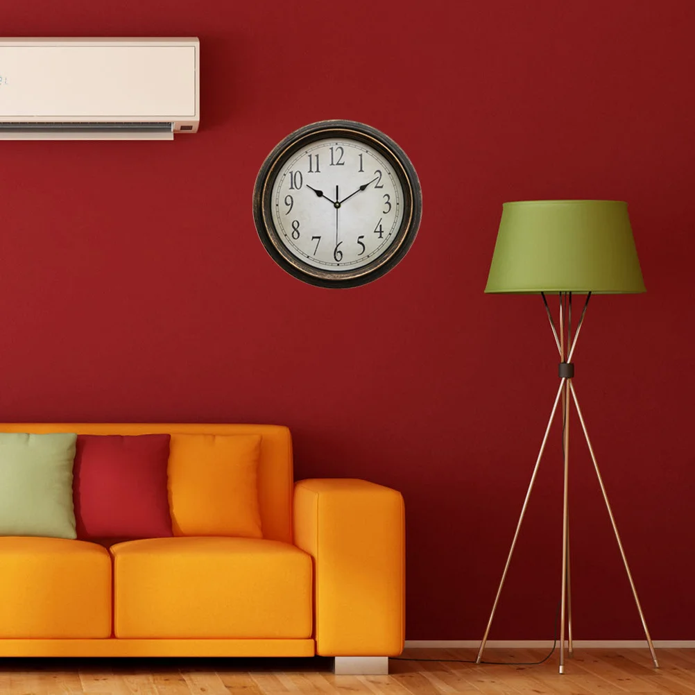 

1Pcs Retro Metal Wall Clock 12.5 Inch Silent Quartz Operated Large Mute Wall Hanging Clock Living Room Bedroom Cafe