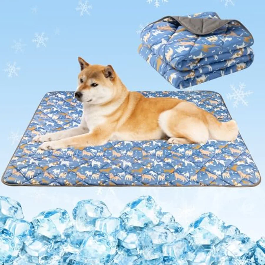 

Dog Cooling Mat, Cat Self Cool Ice Pad, Lightweight Pet Cooling Pads Blanket Bed Cover, Puppies Summer Cool Tech Fabric, Washab