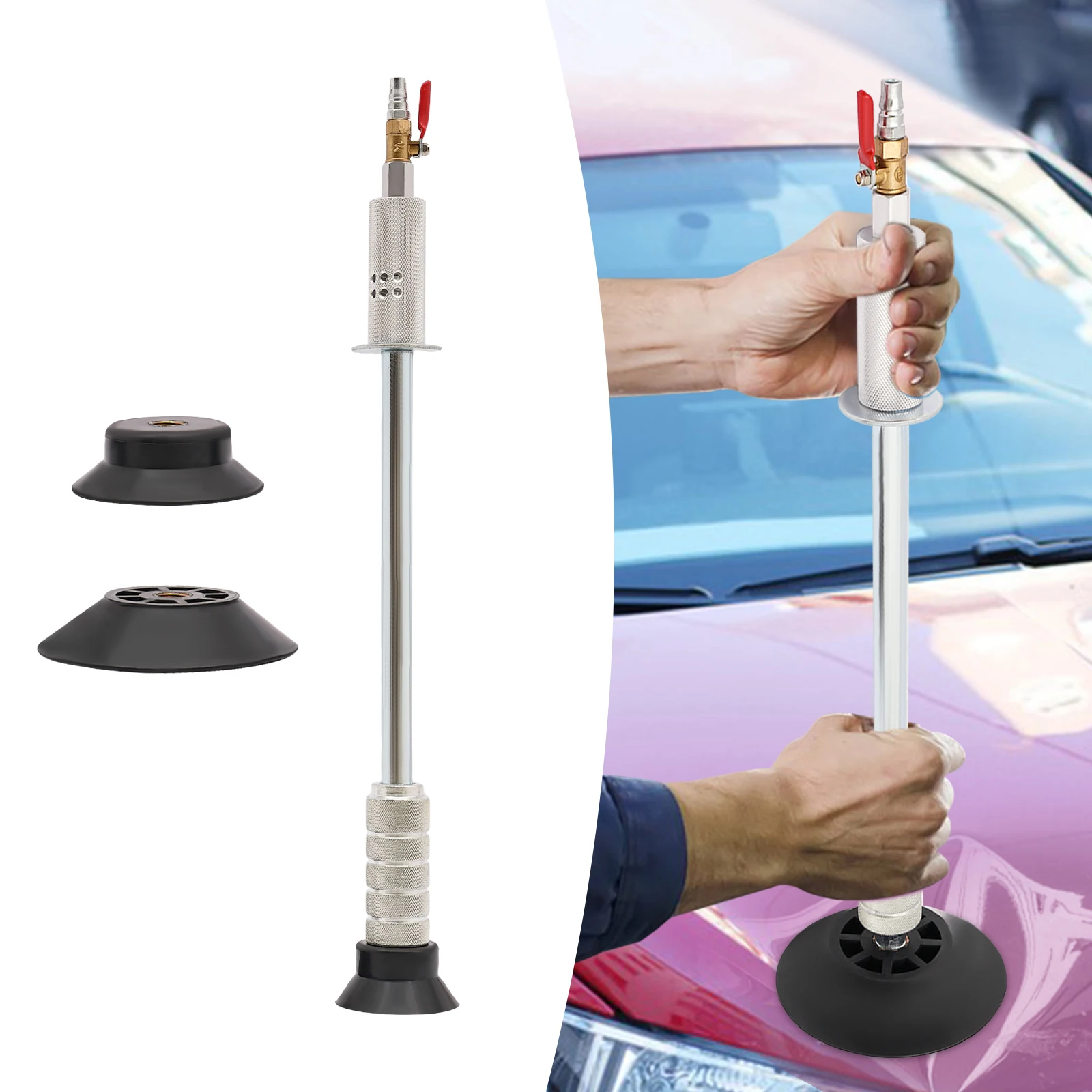 Air Pneumatic Dent Puller, Car Body Repair Suction Cup Slide Tool For Repair Dents, Vacuum Slide Hammer With 3 Suction Cups