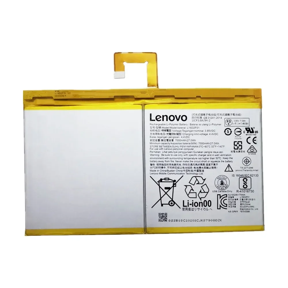 7000mAh Original Battery L16D2P31 For Lenovo Tab4 Tab 4 10 / 10 REL / 10 PLUS TB-X304L X304F TB-X704F X704L X504F X504L Batteria