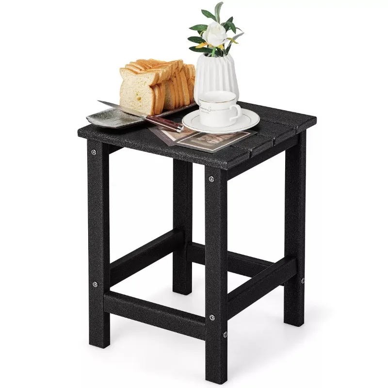 

US 14'' Patio Adirondack Side End Table HDPE Square Weather Resistant Garden Black/Brown/Grey/White