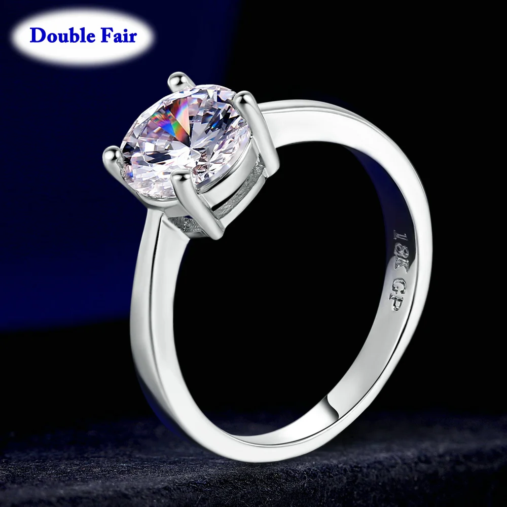 Top Quality Round AAA+ Cubic Zirconia Rose/White Gold Color Fashion Jewelry Rings For Women Engagement Wholesale DWR333/R335