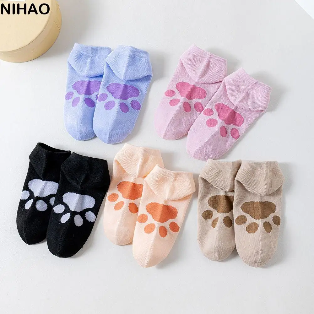 

10Pairs Fashion Bear Claw Cartoon Short Socks Patchwork Elastic Invisible Socks Hosiery Breathable Boat Socks Women Summer