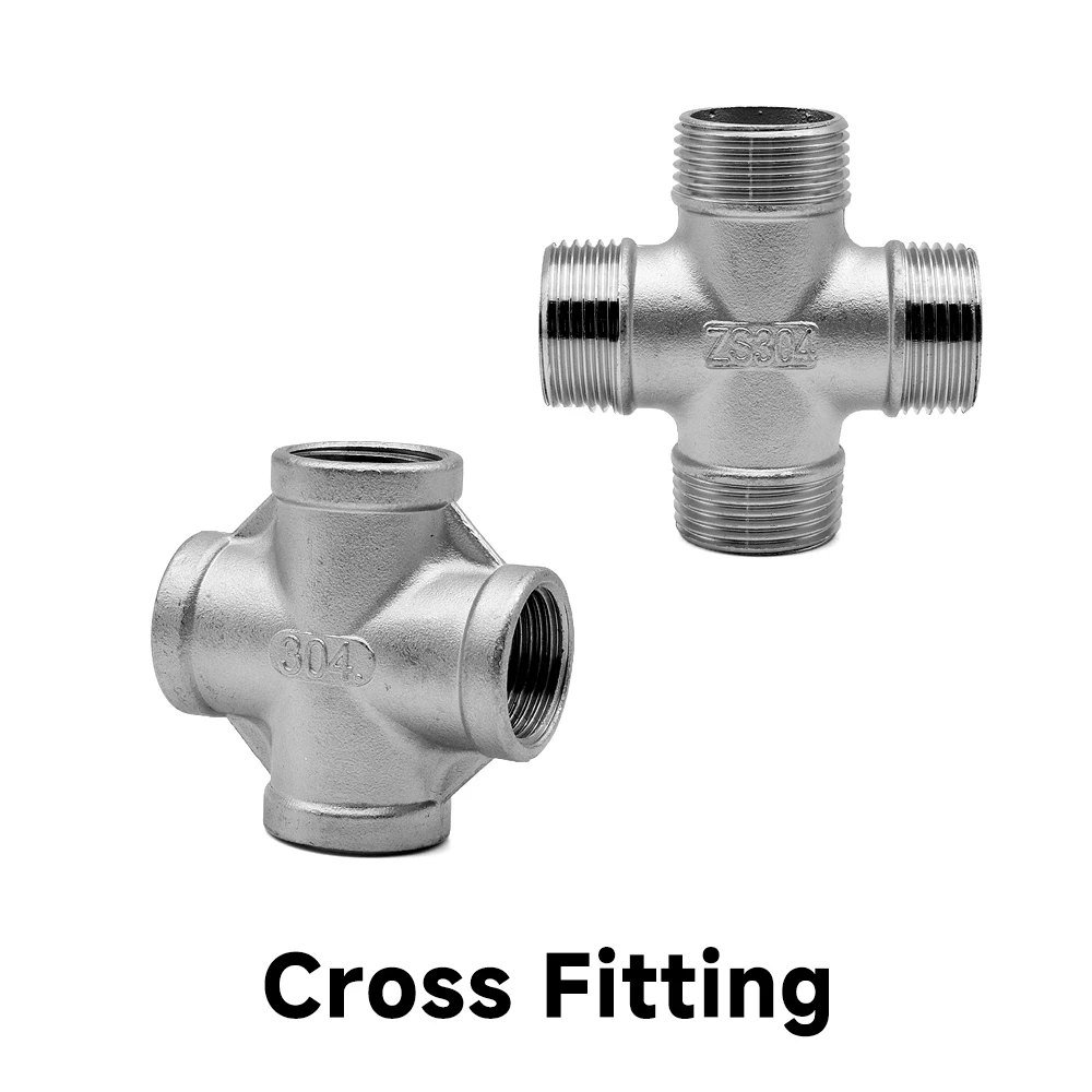 304 Edelstahl Gewinderohrverschraubung Männlich-Weiblich Winkelstück 90° ° 45° T-Stück Kreuzverbinder mit Endkappe NPT BSPT 1/4"1/2"3/4"1" Sanitäranschluss – Detail 5