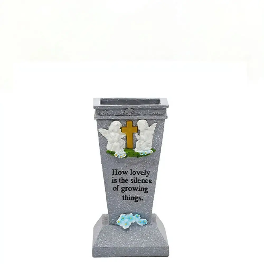 Solar LED Cross Grave Vase Outdoor Commemorative Flower Holder Garden Cemetery Memorial Decoration Light Ornament Base
