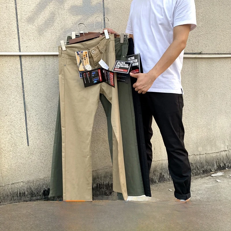 

Модные эластичные хлопковые повседневные брюки для мужчин, универсальные длинные брюки, простые осенние брюки, удобная посадка T3788