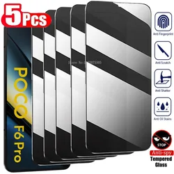 5PCS Privacy Glass For Xiaomi Poco F6 F5 F4 X6 X5 Pro X3 NFC X4 GT Anti Spy Screen Protector For Poco M5S M3 M4 Pro 5G C40 Glass