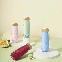 14cm Black Rubber Sunscreen Umbrella Ultra Light Women's Mini Portable Folding Umbrella Rain and Rain Dual Use Six Fold Umbrella