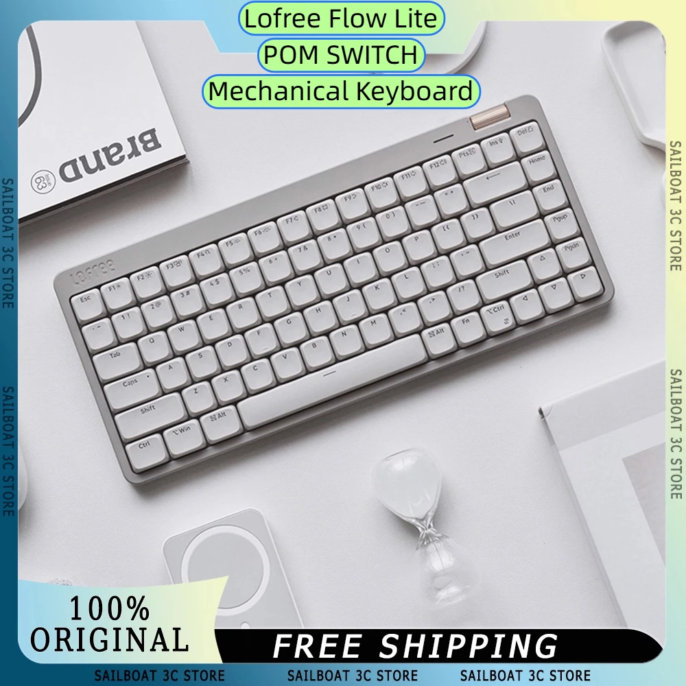 Lofree Flow Lite XIAOSHUN لوحة المفاتيح الميكانيكية اللاسلكية PBT أغطية المفاتيح بوم التبديل 84/100 مفاتيح طوقا جبل لهدايا مكتب ويندوز