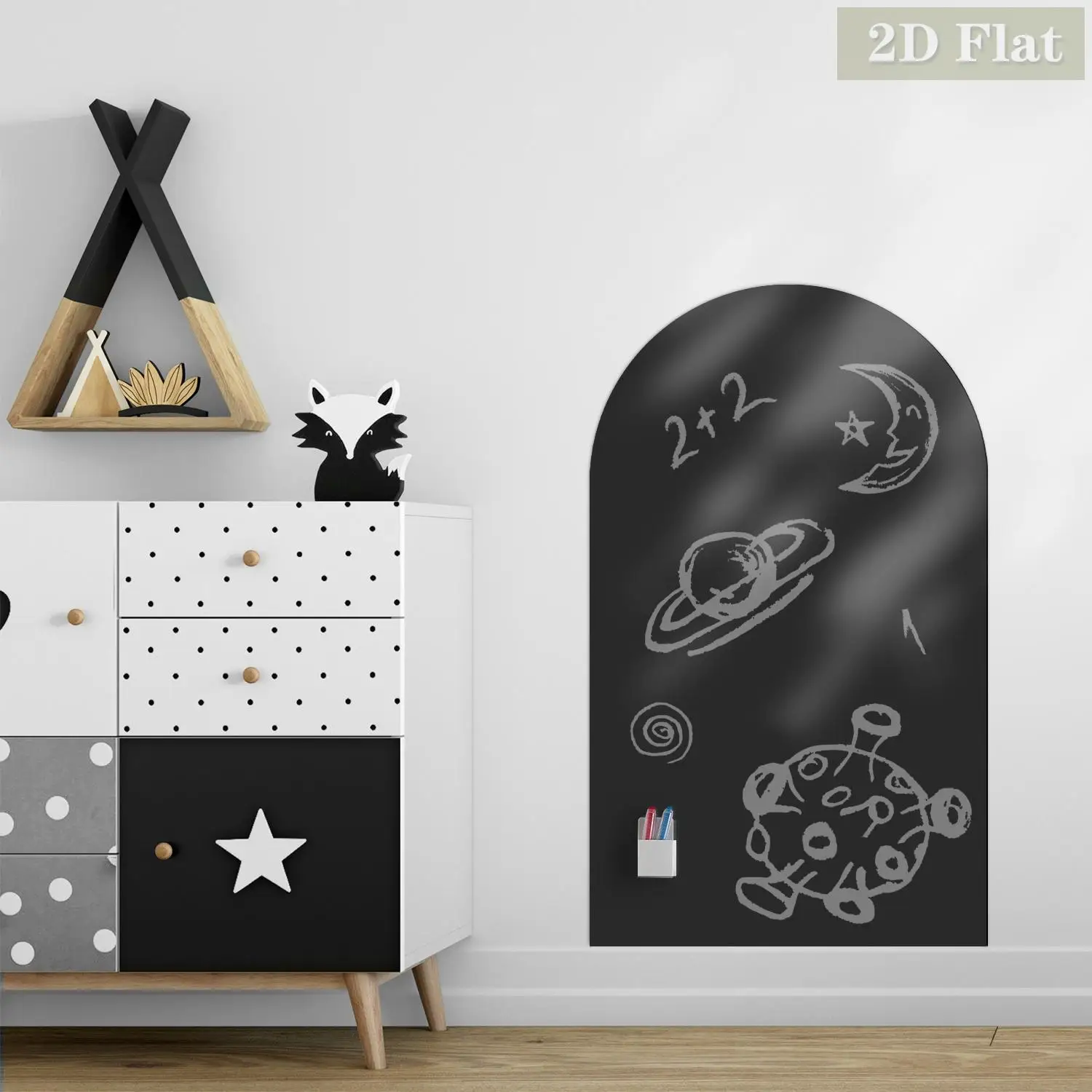 1pcs Black Arched Decorative Magnetic Whiteboard Wall Sticker, Reusable, Graffiti, Simple Curved Semi-Circular Pattern