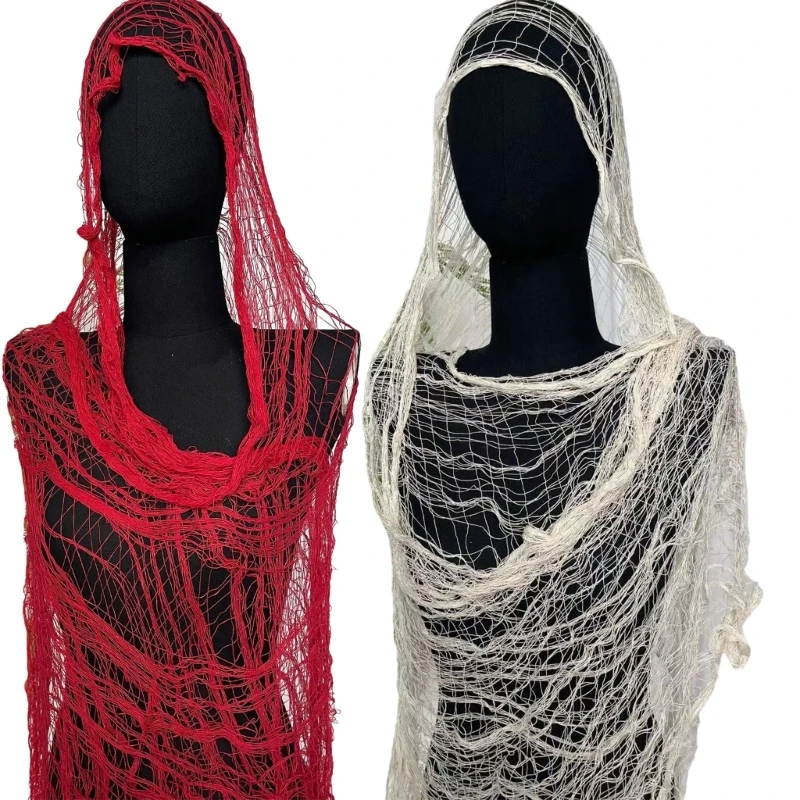 Netted Shawl Elegant Ripped Scarf Shoulder Wrap for Youth and Women Photo Props HXBA