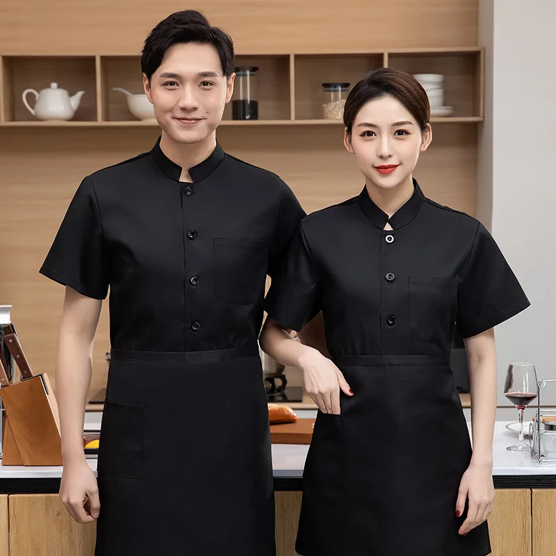 Chinese Catering Men's and Women's Chef Uniform Short-Sleeved Hotel Restaurant Rear Kitchen Workwear Bread Baking Dessert Chef W