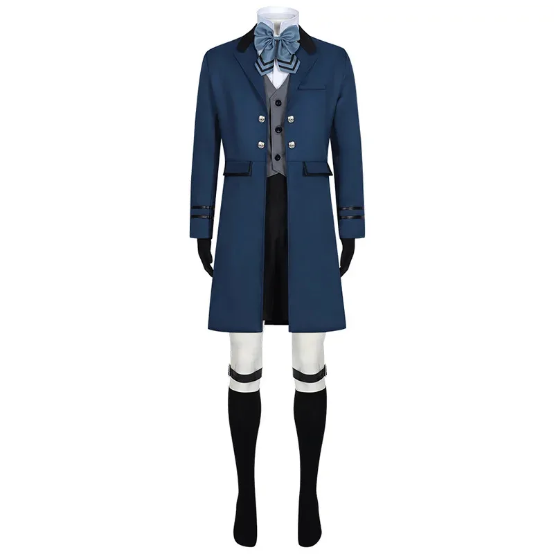 

Черный дворецкий Kuroshitsuji Ciel Phantomhive, костюм для косплея, комплект для женщин и мужчин, синяя униформа, маскировка, праздничная одежда на Хэллоуин