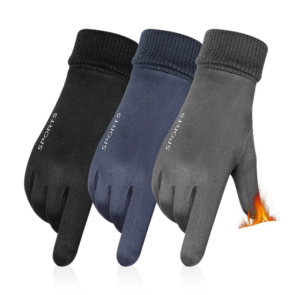 

Deerskin Warm Winter Cycling Gloves Motorcyclist Gloves for Men Women Winter Touch Screen Snow Soft Fleece Sports Skiing Suede