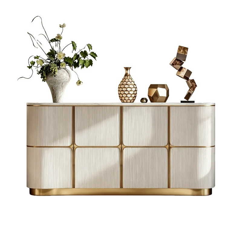 CX light luxury paint dining side cabinet villa high-end feeling gold-painted decorative cabinet