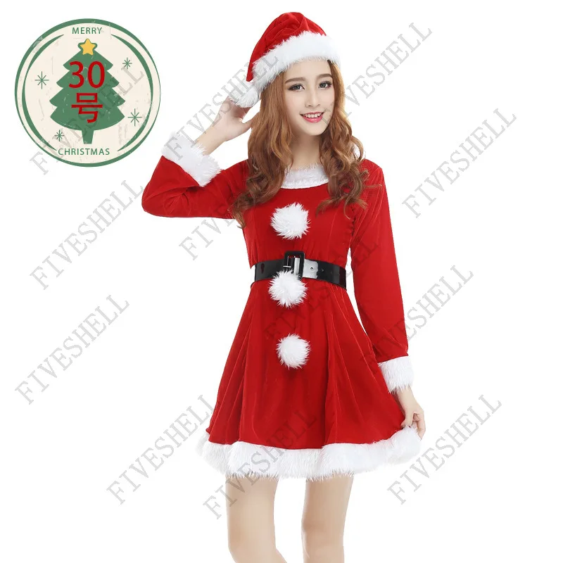 Ensemble de robes rouges du père Noël pour femmes, costume de cosplay de Noël, nouvel an, fête d'Halloween, 2023