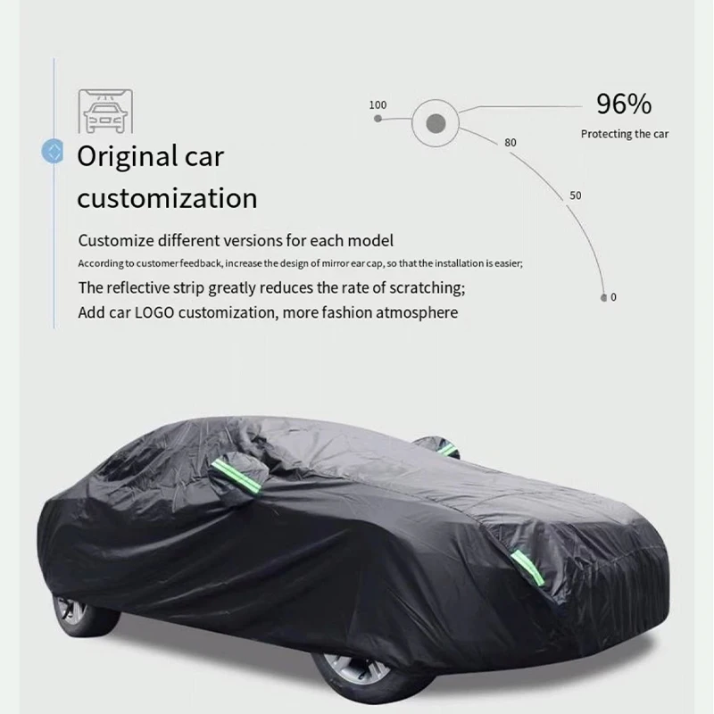 For Volkswagen ID,4 Anti-UV Sun Shade Rain Snow Resistant Black Cover Dustproof Car umbrella Full Car Cover Outdoor Protection