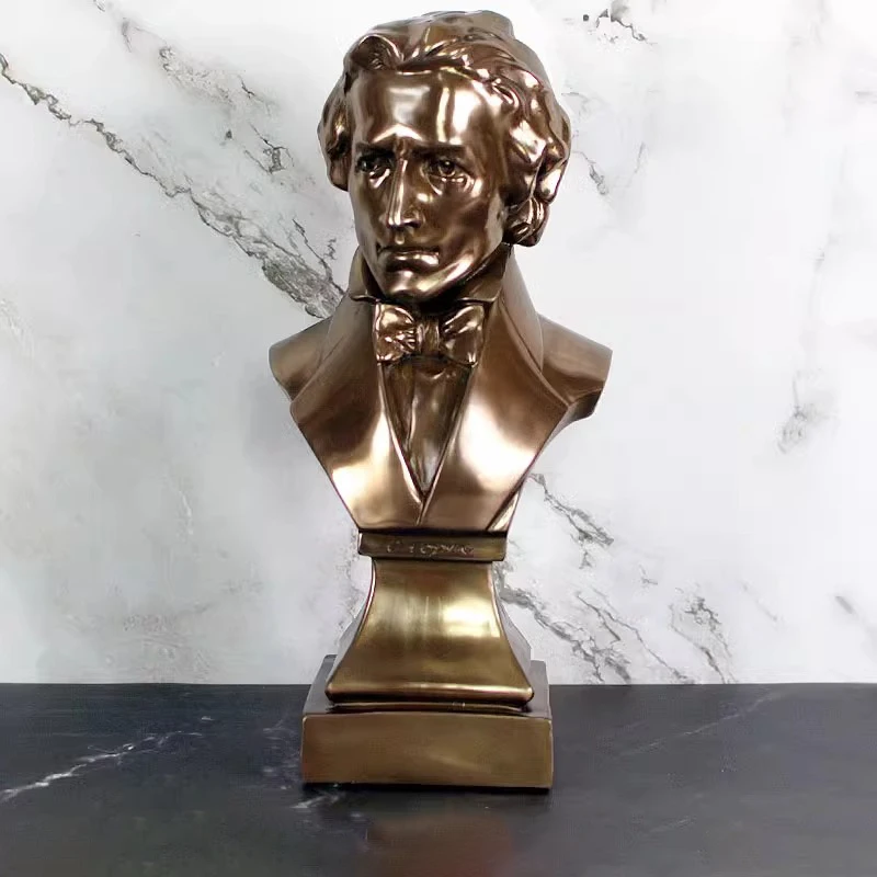 Imitation Bronze Beethoven Chopin Mozart Statue Resin Sculpture office Home room Decor European Figure Musician Ornaments Gifts