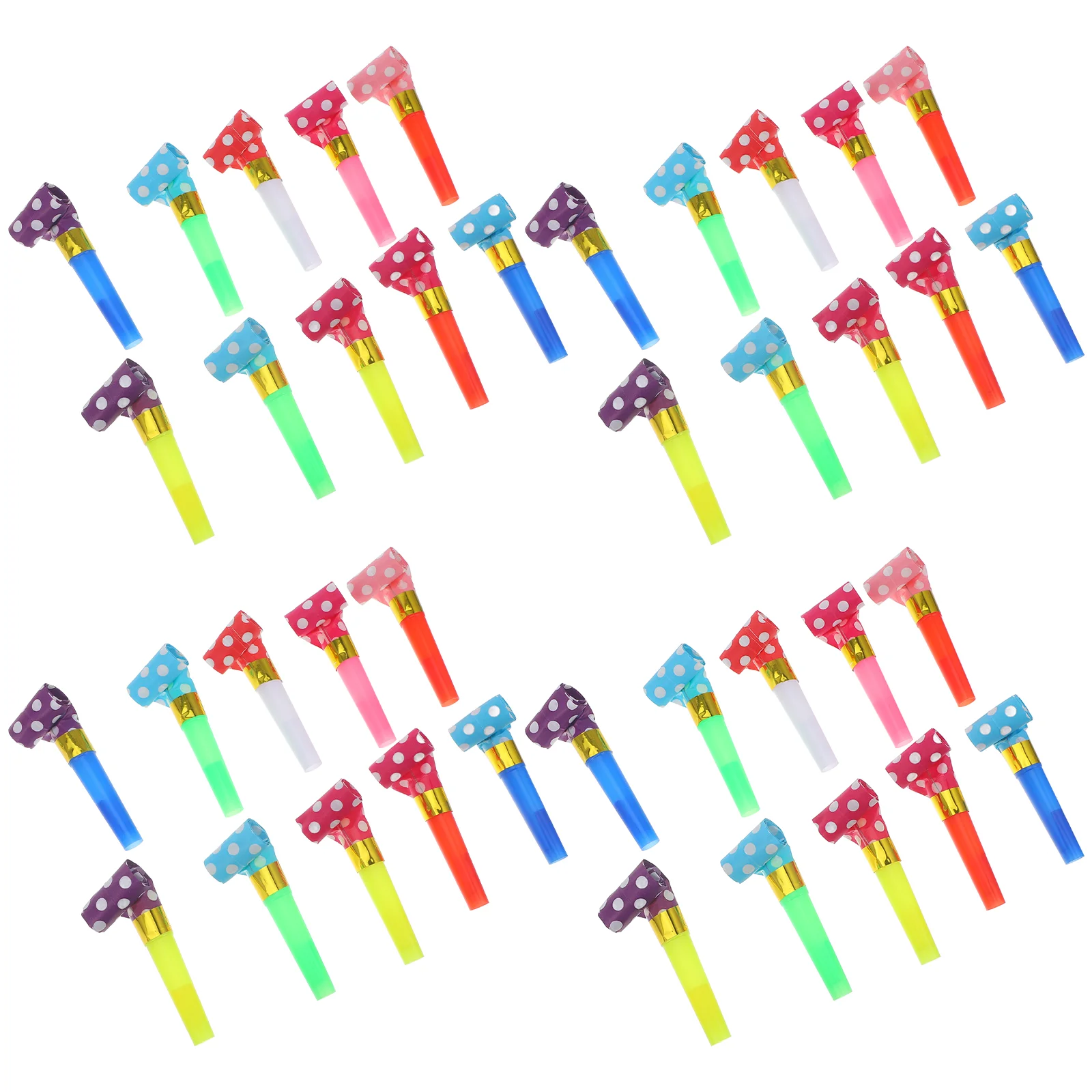 60 Pcs Blowouts Blower Polka Dot Paper Blowing Dragon Mini Air Horn Party Noisemakers Hair Whistles