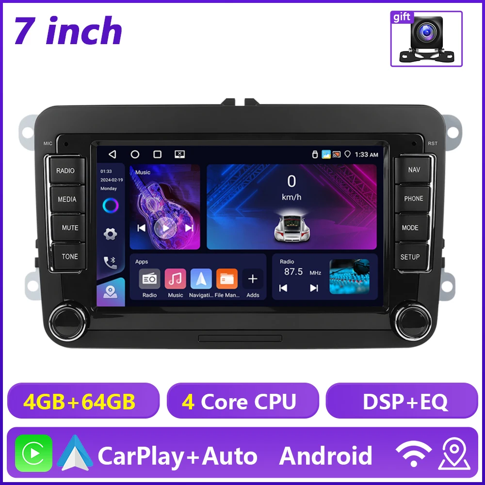 Hikity 8 + 128G 8Core Autoradio Voor VW/PASSAT/MAGOTAN/POLO/Skoda WIFI 4G Carplay Android Auto GPS DSP AI Voice BT EQ Autoradio