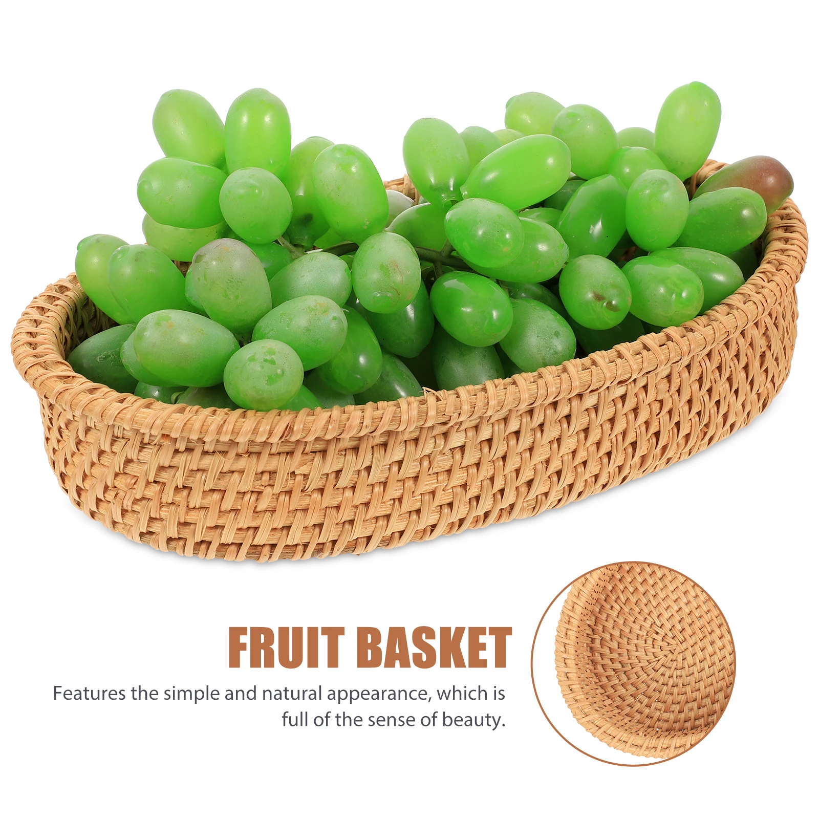 

Fruit Storage Basket Wicker Simple Container Baskets Bamboo Rattan Multi-function Vintage Decor Premium Material Smooth