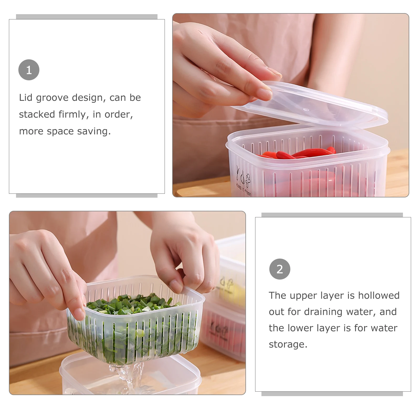 

3 Pcs Fresh Storage Box Refrigerator Food Boxes Holder Plastic Container Pp Fridge Fruit Organizers Household Crisper