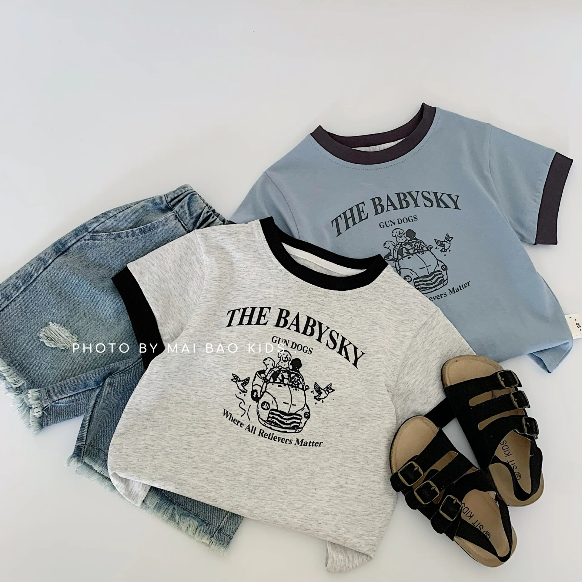 

Children Clothing Boys Fashionable Casual All Match Short Sleeved 2025 Summer New Korean Style Boys Cotton Cartoon Print Top