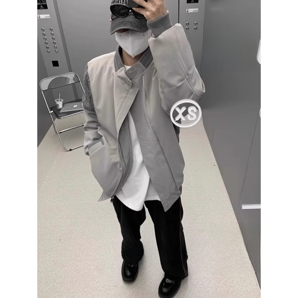 Loose Fit Pilot Jaet for Men Casual Knitted Patchwork Baseball Coat Autumn Winter Large Size American Sle Streetwear