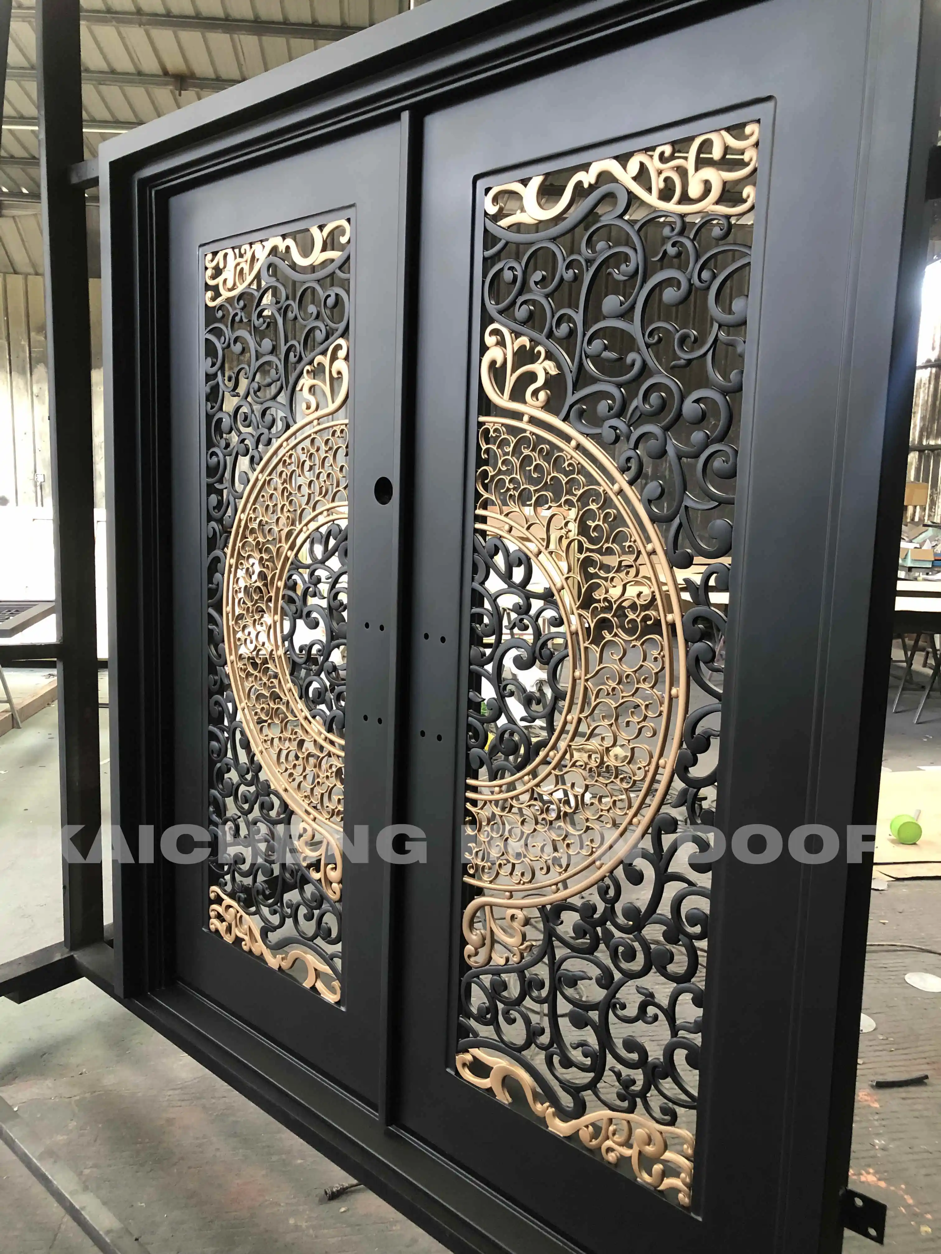 Puertas de hierro forjado personalizadas o estándar, puerta de entrada doble, Exterior, gran oferta