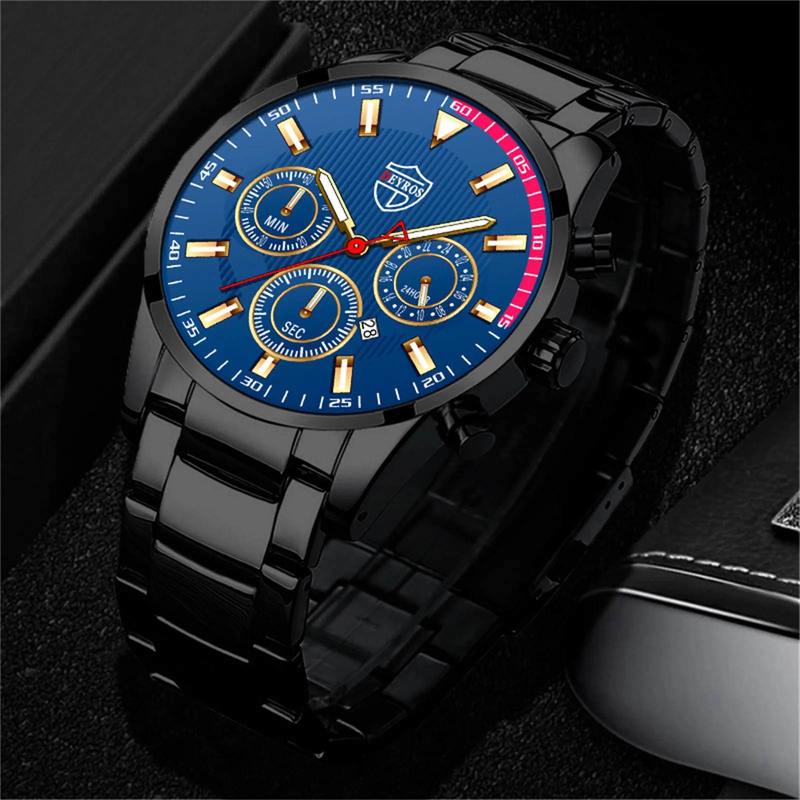 المعتمدة السكك الحديدية رجل عارضة الفولاذ المقاوم للصدأ التناظرية كوارتز ساعة الرجال ساعة اليد تاريخ الأعمال Mtgb1000