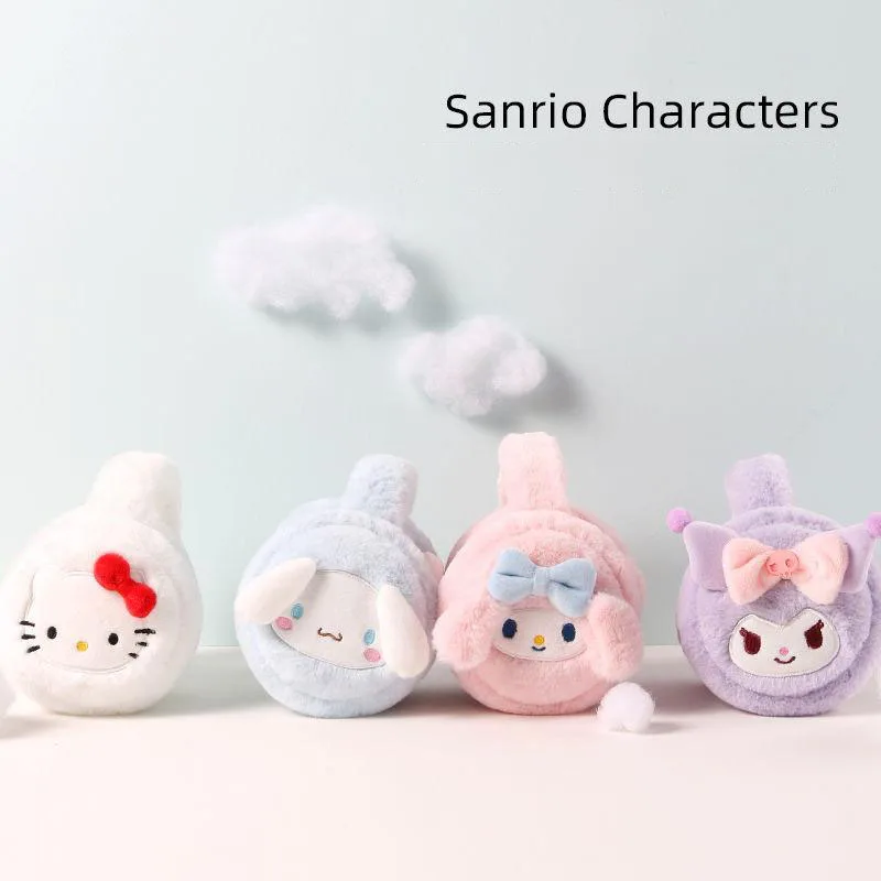 

Sanrio Kawaii наушники материал имитация кроличьей шерсти Cinnamoroll Mymelody Kuromi зимние теплые уши теплые плюшевые уши теплые