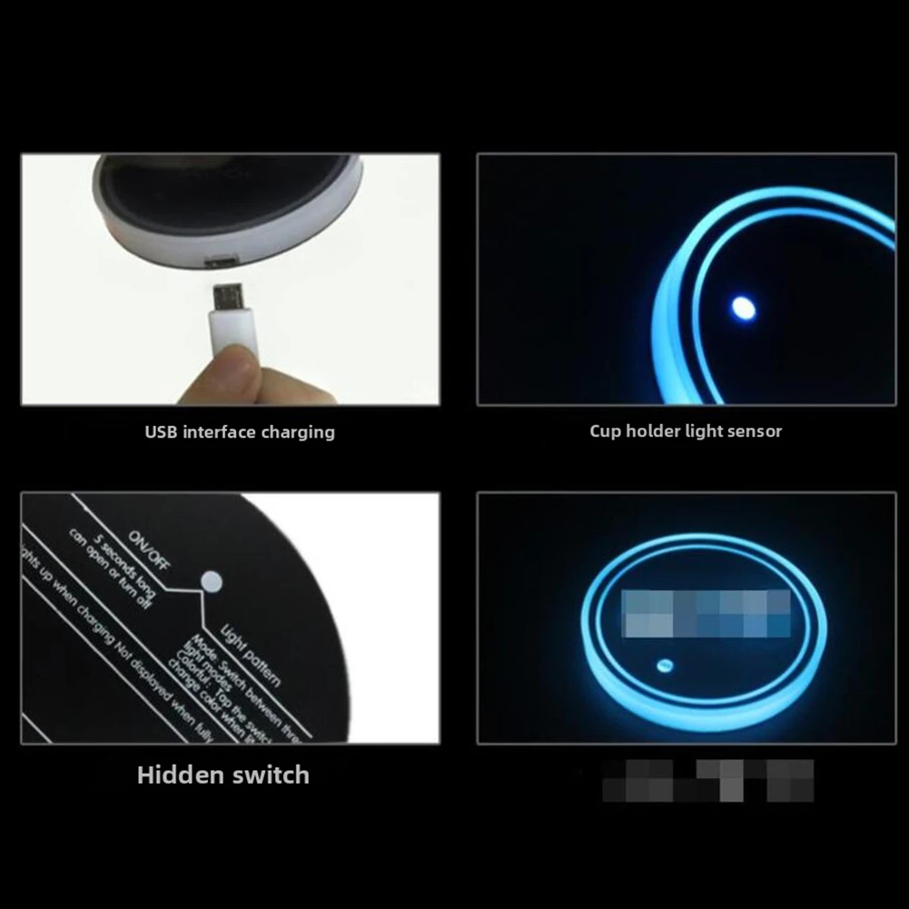 For Night Driving Diameter 68mm Height 8.5mm LED Car Cup Lights Led Car Lights Tool-free Setup LED Illuminated