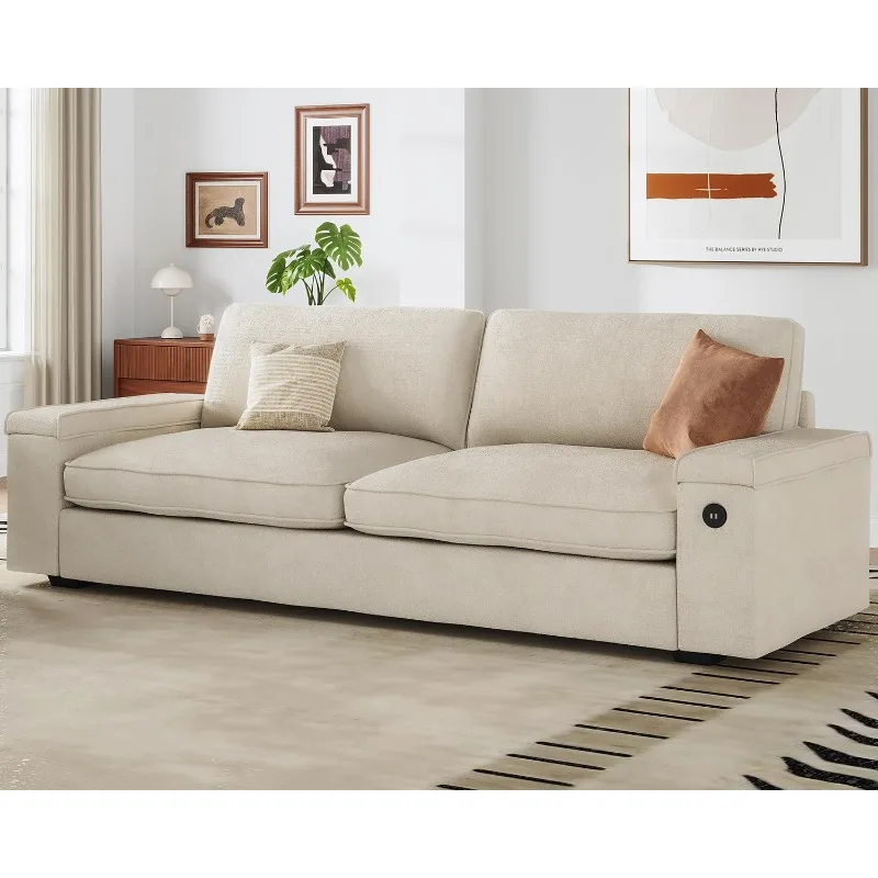 

Modern Sofas Couches for Living Room, Comfy Couch with Extra Deep Seats, Oversized Loveseat Sofa with Storage and 2 USB