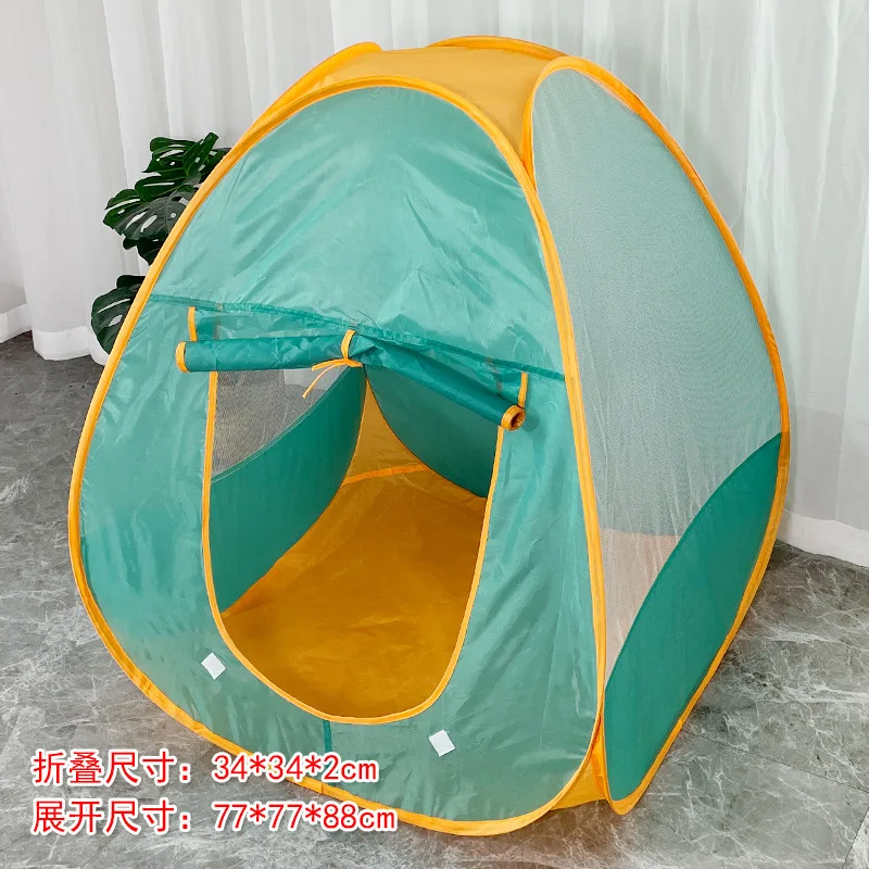 Indoor And Outdoor Children Pop-Up Game Tent Orange Green Foldable Portable Tent House  Convenient To Carry Children's Gift view 4
