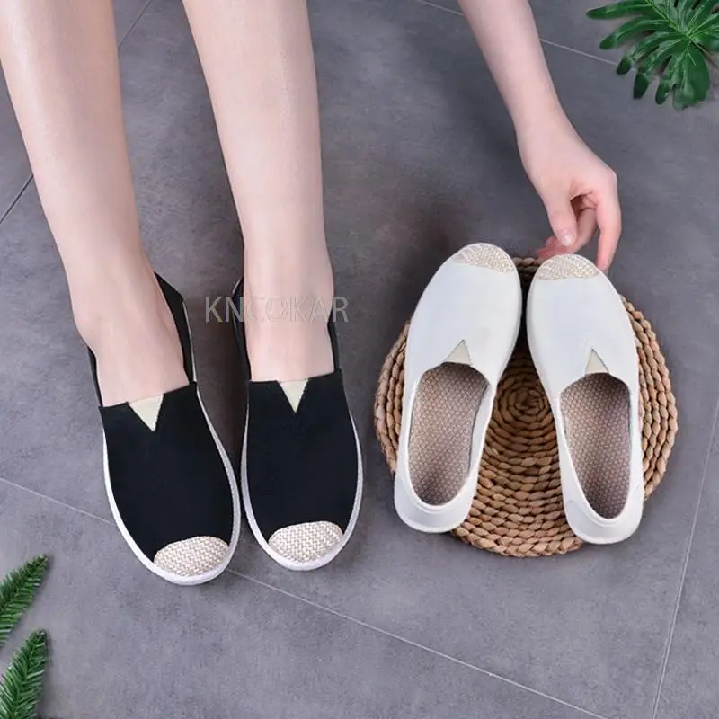 2023 Summer New Linen Flat Women's Lightweight Breathable Fisherman Shoes Ladies Soft Casual Leisure Shoes Slip on Lazy Loafers