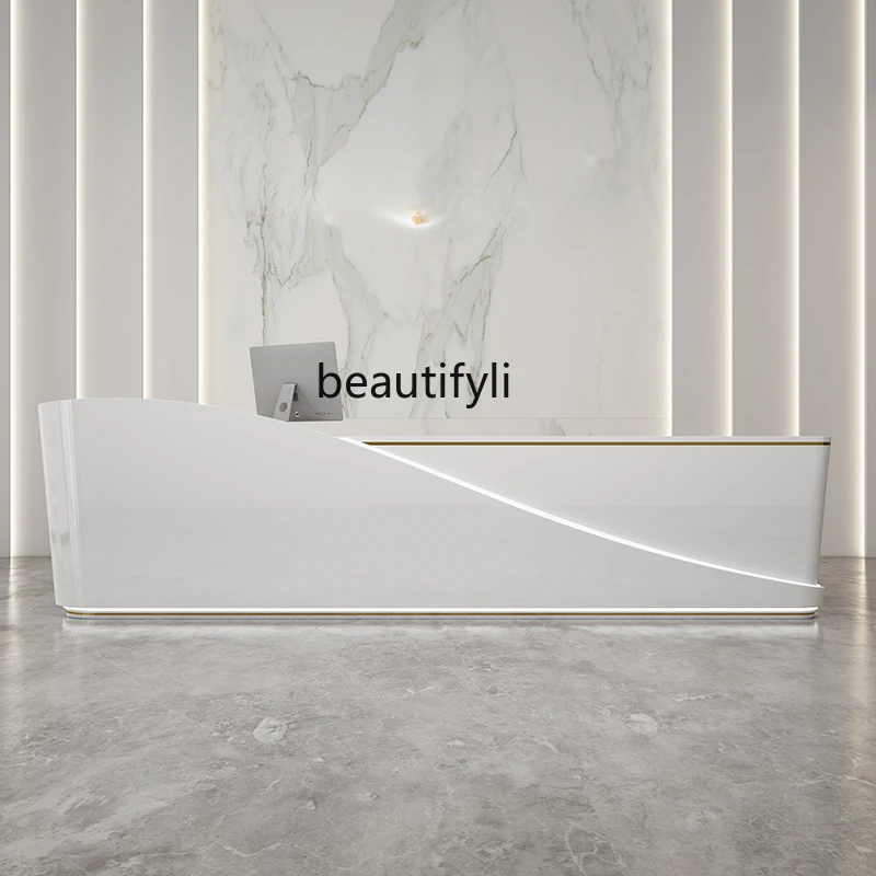 Reception White Paint Counter Company Special-Shaped Bar Hotel Medical Beauty Cashier Desk Creative Fashion