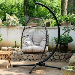 Egg Chair Hammock Basket Hanging Swing chair UV Resistant Cushion Stand for Indoor Bedroom Outdoor Garden Backyard