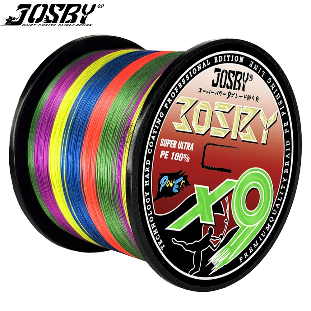 JOSBY New 9 Strands 100%PE Fishing Line 100M 300M 500M 1000M Japanese Smooth Multifilament Carp Seawater Braided Wire Pesca