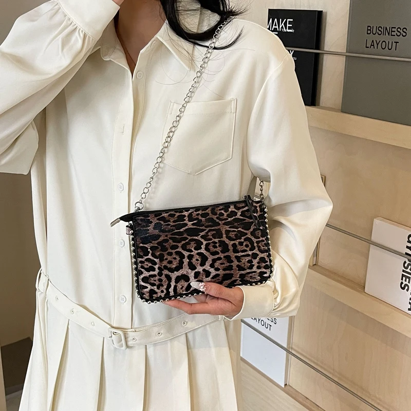 Leopard Chain Crossbody Bags For Women Fashion Mobile Phone Purse Travel Vacation Shoulder Messenger Bag Sac A Main Female